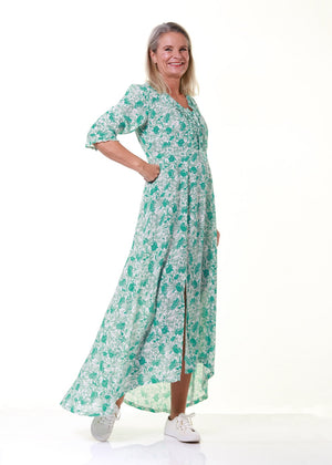 Mila dress timeless boho style in mint flower print